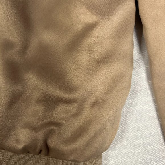 Upcycled Satin Puff Embroidered Bomber Jacket "Fearless Woman" M/L - Picture 7 of 8